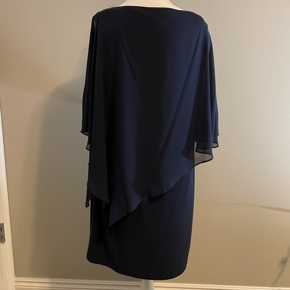X by Xscape Navy Blue Sheath Dress with Sequins Size 14 - Picture 5 of 7